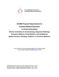 Program Requirements for GME in Clinical Informatics