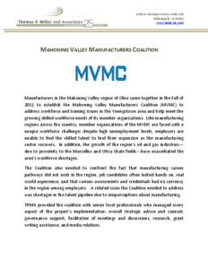 1630 N. Meridian Street, Suite 430 Indianapolis, In[removed]www.tpma-inc.com MAHONING VALLEY MANUFACTURERS COALITION