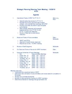 Strategic Planning Steering Team Meeting – [removed]A122 Agenda 1.  Operational Tasks of SPST for FY’10-‘11