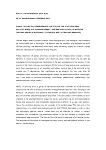 Marine geology / ECORD / Lake Nicaragua / Nicaragua / Managua / Scientific drilling / GEOMAR Helmholtz Centre for Ocean Research Kiel / ICDP