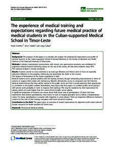 The experience of medical training and expectations regarding future medical practice of medical students in the Cuban-supported Medical School in Timor-Leste