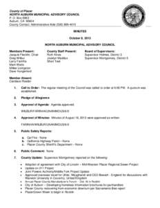 County of Placer NORTH AUBURN MUNICIPAL ADVISORY COUNCIL P. O. Box 6983 Auburn, CA[removed]County Contact: Administrative Aide[removed]MINUTES