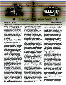 VOLUME 02	 No. 03									  March • April 2007 FOR QUESTIONS, COMMENTS OR CONTRIBUTIONS, PLEASE CONTACT: [removed] or [removed]