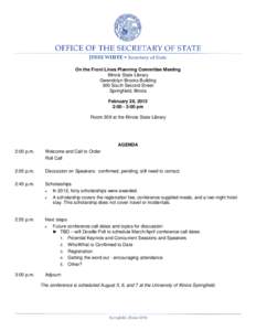 On the Front Lines Planning Committee Meeting Agenda