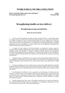 WORLD HEALTH ORGANIZATION FIFTY-FOURTH WORLD HEALTH ASSEMBLY Provisional agenda item 13.4 A54[removed]March 2001