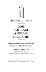 T HE K ILLAM T RUSTS[removed]KILLAM ANNUAL LECTURE