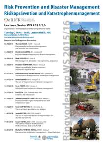eRISK  Risk Prevention and Disaster Management  Lecture Series WS