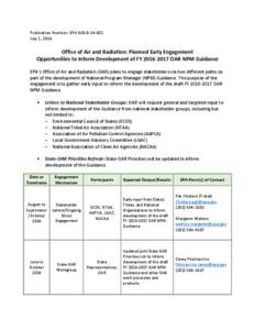 Office of Air and Radiation (OAR) Plan for Engagement on FY[removed]NPM Guidance Development