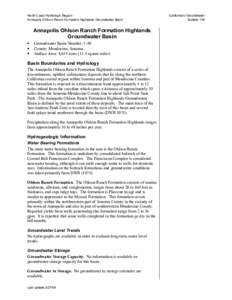 North Coast Hydrologic Region Annapolis Ohlson Ranch Formation Highlands Groundwater Basin Annapolis Ohlson Ranch Formation Highlands Groundwater Basin •