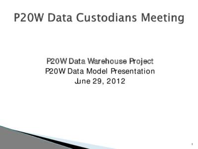 P20 Data Warehouse Project  Status Update