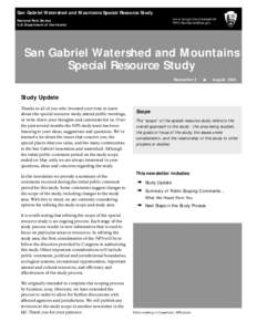San Gabriel Watershed and Mountains Special Resource Study www.nps.gov/pwro/sangabriel [removed] National Park Service U.S. Department of the Interior
