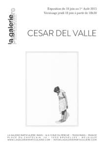 Exposition du 18 juin au 1er Août 2015 Vernissage jeudi 18 juin à partir de 18h30 CESAR DEL VALLE  La galerie particulière, paris - 16 & 11 rue du percheparis - france