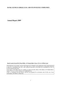 BANK LEUMI LE-ISRAEL B.M. AND ITS INVESTEE COMPANIES  Annual Report 2009