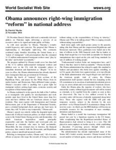 World Socialist Web Site  wsws.org Obama announces right-wing immigration “reform” in national address