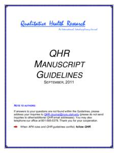 Microsoft Word - QHR Manuscript Guidelines SEP 2011.doc