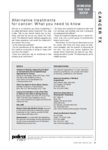 CANCER TX  INFORMATION FROM YOUR DOCTOR