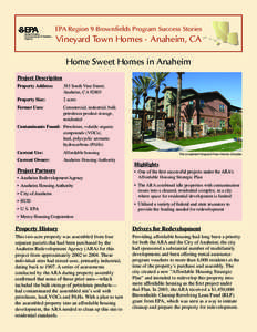 Brownfields Regional Success Region 9 Fact Sheet -Vineyard Town Homes •Anaheim, CA