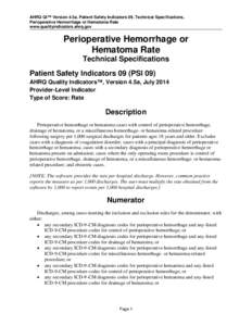Perioperative Hemorrhage or Hematoma Rate - Patient Safety Indicators #9 Technical Specifications
