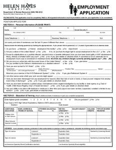 EMPLOYMENT APPLICATION Department of Human Resources[removed]Route 9W, West Haverstraw, NY 10993