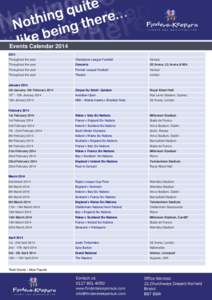 Events Calendar[removed]Throughout the year Champions League Football