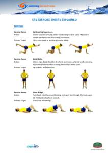 ETS EXERCISE SHEETS EXPLAINED Exercises Exercise Name: Action: Primary Target: