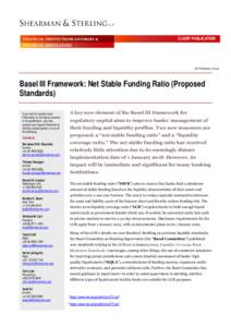 Basel III Framework: Net Stable Funding Ratio (Proposed Standards)