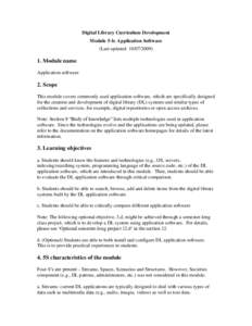 Digital Library Curriculum Development Module 5-b: Application Software (Last updated: Module name Application software