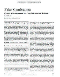 False Confessions: Causes, Consequences, and Implications for Reform