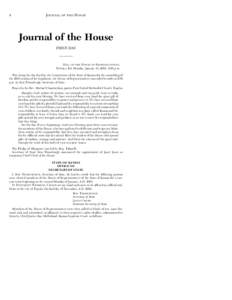 4  JOURNAL OF THE HOUSE Journal of the House FIRST DAY