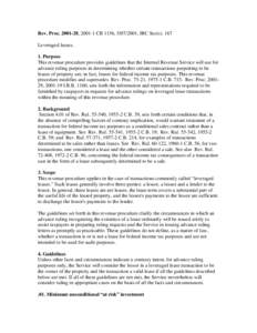 Rev. Proc[removed], [removed]CB 1156, [removed], IRC Sec(s[removed]Leveraged leases. 1. Purpose This revenue procedure provides guidelines that the Internal Revenue Service will use for advance ruling purposes in determining