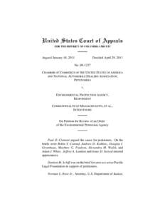 United States Court of Appeals FOR THE DISTRICT OF COLUMBIA CIRCUIT Argued January 18, 2011  Decided April 29, 2011