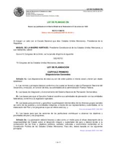 LEY DE PLANEACIÓN CÁMARA DE DIPUTADOS DEL H. CONGRESO DE LA UNIÓN Secretaría General Secretaría de Servicios Parlamentarios Dirección General de Servicios de Documentación, Información y Análisis