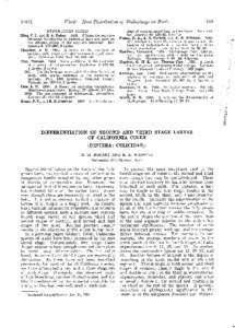 Differentiation of second and third stage larvae of California Culex (Diptera: Culicidae).