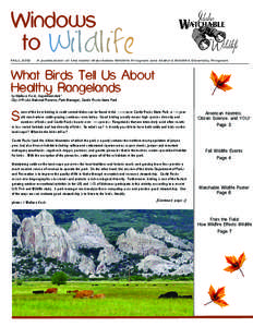 Windows to Wildlife Newsletter - Fall 2012