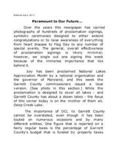 Editorial July 4, 2013  Paramount to Our Future...