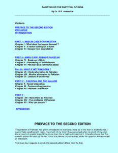PAKISTAN OR THE PARTITION OF INDIA By Dr. B.R. Ambedkar _________________________________________________________________________________________