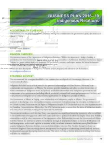 Indigenous Relations Business Plan (April 2016)