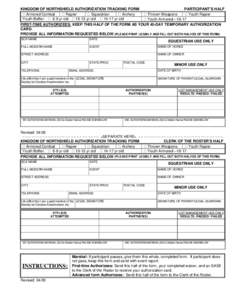 KINGDOM OF NORTHSHIELD AUTHORIZATION TRACKING FORM Armored Combat Rapier Equestrian Archery Youth Boffer: