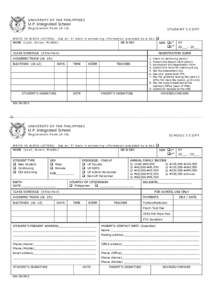 UNIVERSITY OF THE PHILIPPINES  U.P. Integrated School Registration Form (K-12) WRITE IN BLOCK LETTERS.