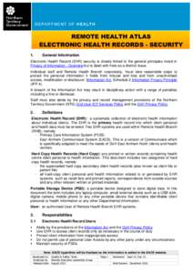 ELECTRONIC HEALTH RECORDS - SECURITY  REMOTE HEALTH ATLAS – Section 7: HEALTH RECORDS REMOTE HEALTH ATLAS ELECTRONIC HEALTH RECORDS - SECURITY