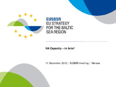 HA Capacity – in brief  11 December 2015 | EUSBSR meeting | Warsaw Macro-regional strategies