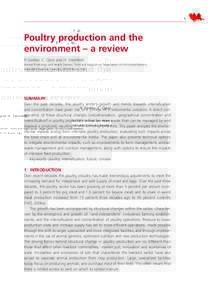 1  Poultry production and the environment – a review P. Gerber, C. Opio and H. Steinfeld Animal Production and Health Division, Food and Agriculture Organization of the United Nations,