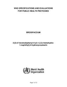 WHO SPECIFICATIONS AND EVALUATIONS FOR PUBLIC HEALTH PESTICIDES