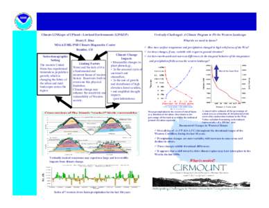 Climate LINKages of UPland—Lowland Environments (LINKUP)  Vertically-Challenged: A Climate Program to Fit the Western Landscape Henry F. Diaz NOAA/ESRL/PSD Climate Diagnostics Center