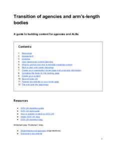 Transition of agencies and arm’s­length  bodies    A guide to building content for agencies and ALBs     