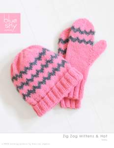 TM  Z ig Za g M i t te n s & Ha t Techno a FREE knitting pattern by blue sky alpacas