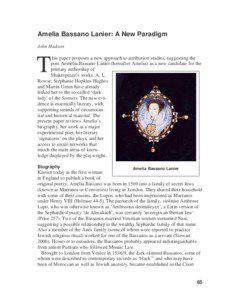 Amelia Bassano Lanier: A New Paradigm John Hudson