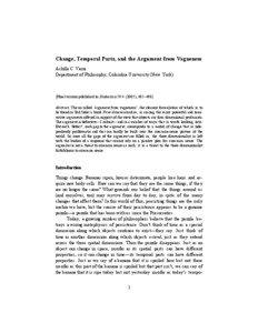 Change, Temporal Parts, and the Argument from Vagueness Achille C. Varzi Department of Philosophy, Columbia University (New York)