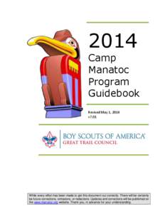 2014 Camp Manatoc Program Guidebook Revised May 1, 2014