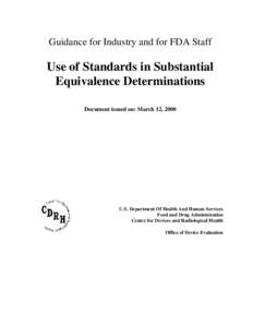 Use of Standards in Substantial Equivalence Determinations